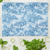 Linge De Cuisine Paysage Toile Bleue Classique (Plié)