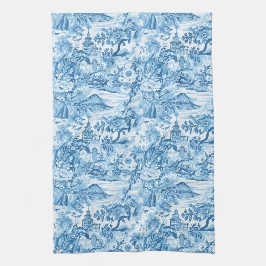 Linge De Cuisine Paysage Toile Bleue Classique (Vertical)