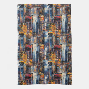 Linge De Cuisine Paysage urbain cyberpunk abstrait (1)