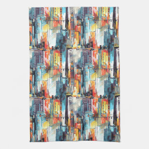 Linge De Cuisine Paysage urbain cyberpunk abstrait (2)
