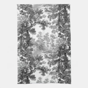 Linge De Cuisine Paysage Vintage Toile-noir et blanc