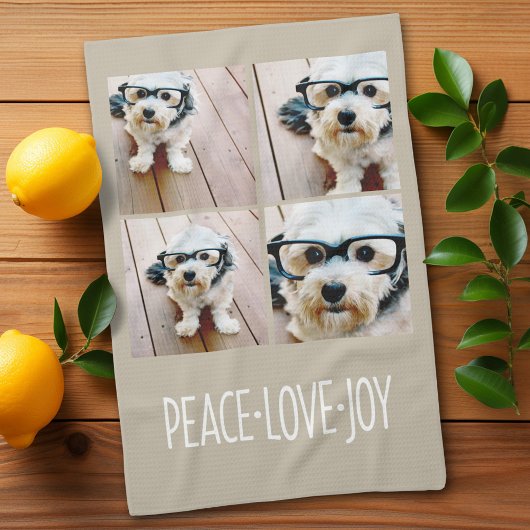 Linge De Cuisine Peace Love Joy Taupe Holiday Photo Collage