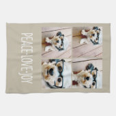 Linge De Cuisine Peace Love Joy Taupe Holiday Photo Collage (Horizontal)
