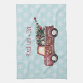 Linge De Cuisine Peace Loy & Joy avec Red Toy Truck Joyeux Noël (Vertical)