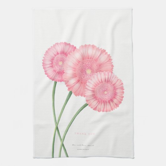 Linge De Cuisine Peach Chrysanthemum Merci (Vertical)