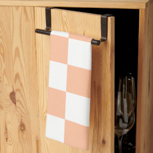Linge De Cuisine Peach Fuzz À damiers En vichy Motif
