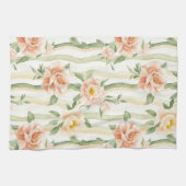 Linge De Cuisine Peach Mint Roses Floral Stripes   (Horizontal)