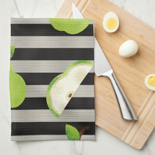 Linge De Cuisine Peach Modern Black & White Strips (Quart Plié)