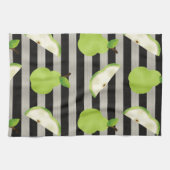 Linge De Cuisine Peach Modern Black & White Strips (Horizontal)