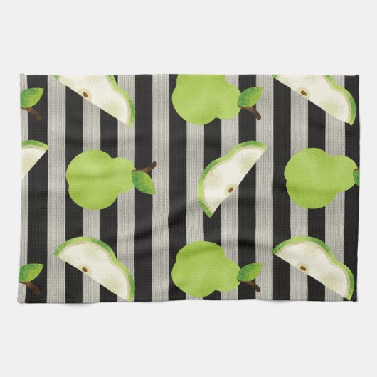 Linge De Cuisine Peach Modern Black & White Strips (Horizontal)