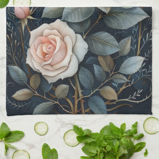 Linge De Cuisine Peach Roses                                   (Plié)