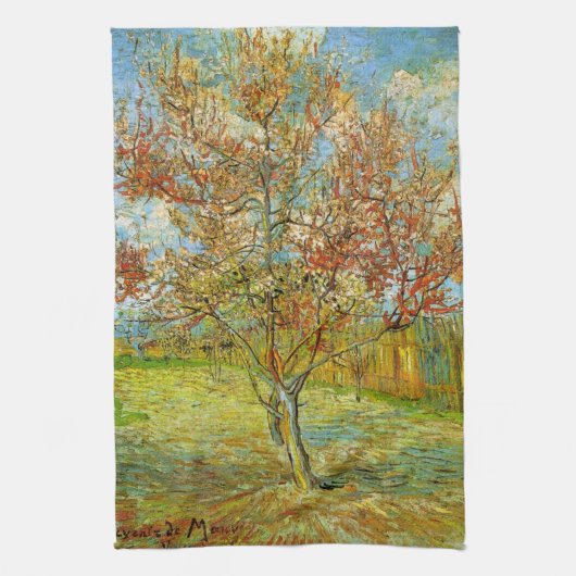 Linge De Cuisine Peach Tree rose en fleurs par Vincent van Gogh (Vertical)