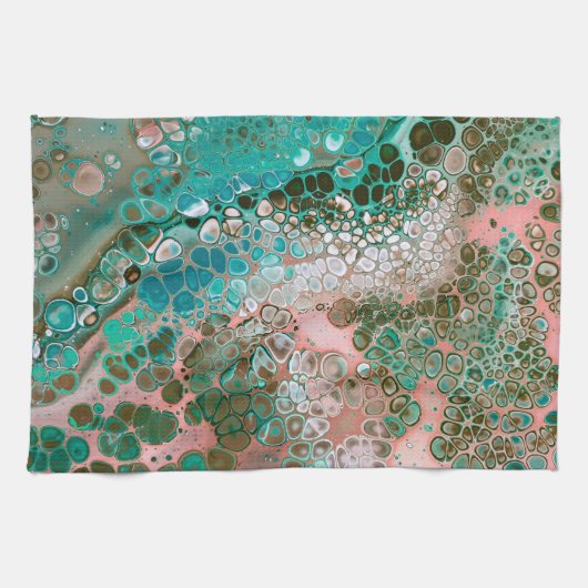 Linge De Cuisine Peach & Turquoise Acrylic pour Abstract (Horizontal)