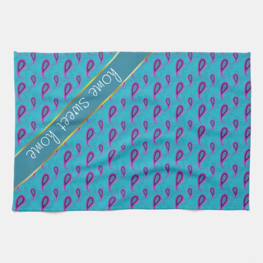 Linge De Cuisine Peacock Blue Paisley (Horizontal)