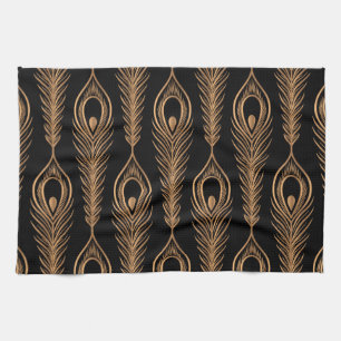 Linge De Cuisine Peacock Feathers, Luxury Oriental Motif.