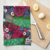 Linge De Cuisine Peacocks dans le jardin rose (Quart Plié)