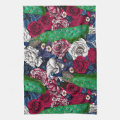 Linge De Cuisine Peacocks dans le jardin rose (Vertical)