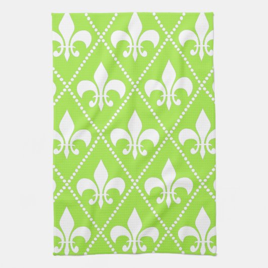 Linge De Cuisine Pear Green Fleur de Lis (Vertical)