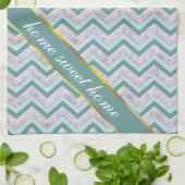 Linge De Cuisine Pearl Floral Turquoise ZigZag Motif (Plié)