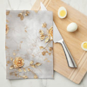 Linge De Cuisine Pearl Gold Roses Floral (Quart Plié)