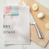 Linge De Cuisine Pearl White Mint Pink Noël Arbres (Quart Plié)