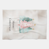 Linge De Cuisine Pearl White Mint Pink Noël Arbres (Horizontal)