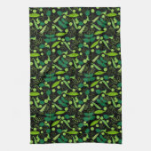 Linge De Cuisine Peas motif 01.bw Black BG (Vertical)