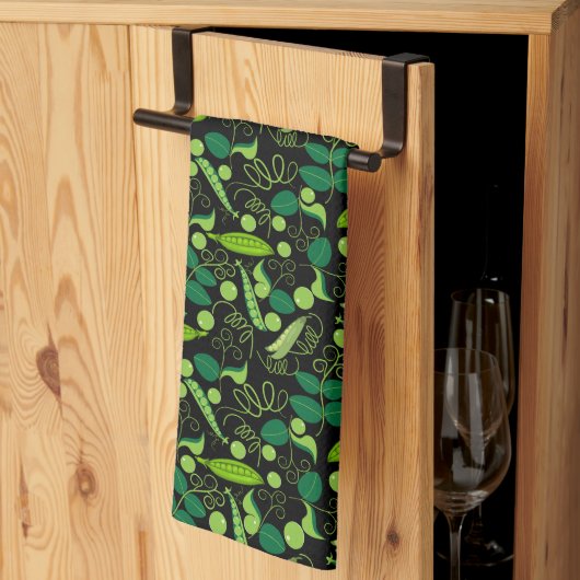 Linge De Cuisine Peas motif 01.bw Black BG (Pliage en tiers)