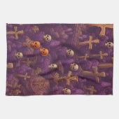 Linge De Cuisine Peaux de Bronze d'Argent Graves Violet Halloween (Horizontal)