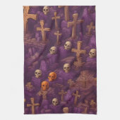 Linge De Cuisine Peaux de Bronze d'Argent Graves Violet Halloween (Vertical)