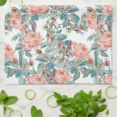 Linge De Cuisine Pêche à broussailles artistique et Roses de corail (Plié)