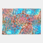 Linge De Cuisine Pêche à la floraison et aqua sous verre martelé (Horizontal)