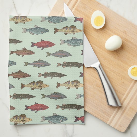 Linge De Cuisine Pêche aux poissons (Quart Plié)