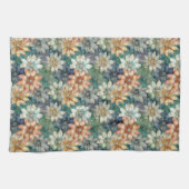 Linge De Cuisine Pêche Blanc Bleu Vert Floral (Horizontal)