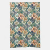 Linge De Cuisine Pêche Blanc Bleu Vert Floral (Vertical)