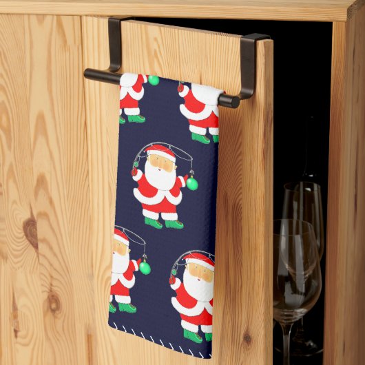 Linge De Cuisine Pêche de Noël drôle (Pliage en tiers)