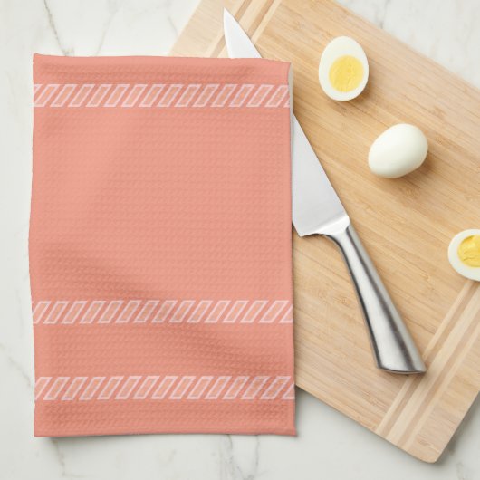 Linge De Cuisine Pêche et blanc  (Quart Plié)