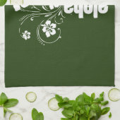 Linge De Cuisine Pêche et Forest Green barrés ; Aloha (Plié)