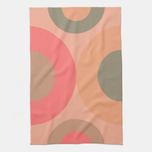 Linge De Cuisine Pêche moderne et olive du milieu du siècle