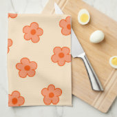 Linge De Cuisine Pêche Orange Tropical Floral Botanique Été (Quart Plié)