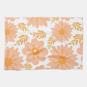 Linge De Cuisine Pêche Orange Tropical Floral Botanique Été (Horizontal)