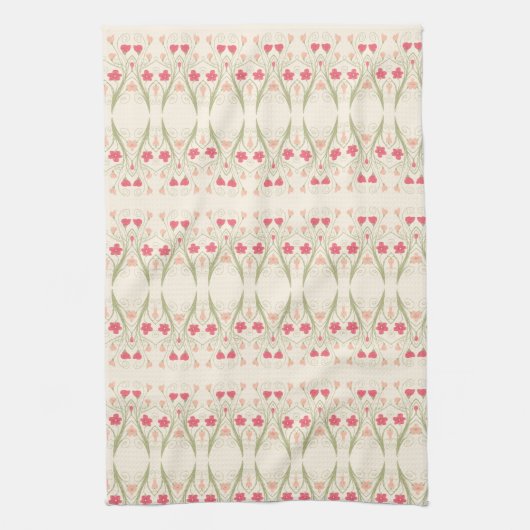 Linge De Cuisine Pêche pêche et vert (Vertical)