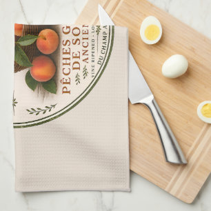 Linge De Cuisine Pêches de marché vintage de fermiers français