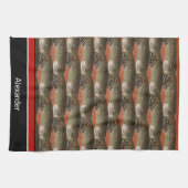 Linge De Cuisine Pêcheur Brook Truite Poisson Design noir blanc rou (Horizontal)