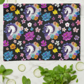 Linge De Cuisine Pegasus Noir Floral (Plié)
