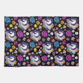 Linge De Cuisine Pegasus Noir Floral (Horizontal)