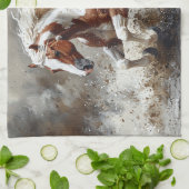 Linge De Cuisine Peindre Un Cheval Qui Traverse L'Eau (Plié)