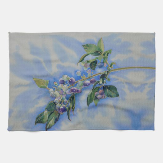 Linge De Cuisine peinture à l'aquarelle de bleuet (Horizontal)