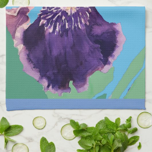 Linge De Cuisine Peinture à l'aquarelle de Iris (Plié)