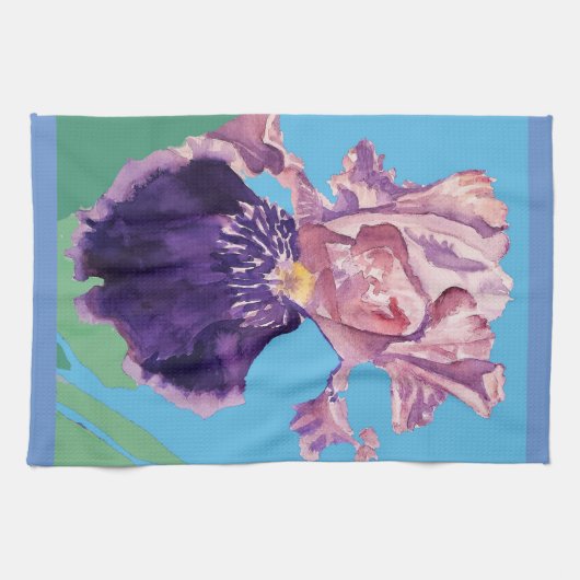 Linge De Cuisine Peinture à l'aquarelle de Iris (Horizontal)